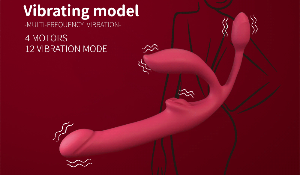 OEM Sex toys manufacturer Realistic Three-Headed Vibration Dildo Lesbian Toy