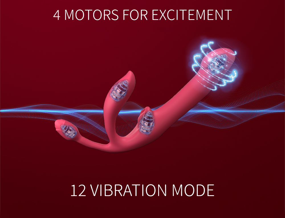 OEM Sex toys manufacturer Realistic Three-Headed Vibration Dildo Lesbian Toy