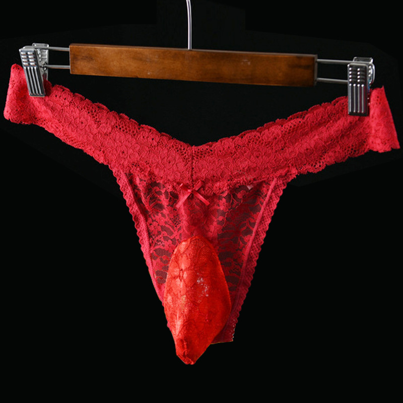 Men's Thong Sexy Low-Waisted Lace Panties Men's underwear manufacturer