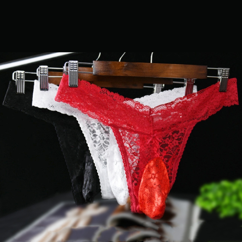 Men's Thong Sexy Low-Waisted Lace Panties Men's underwear manufacturer