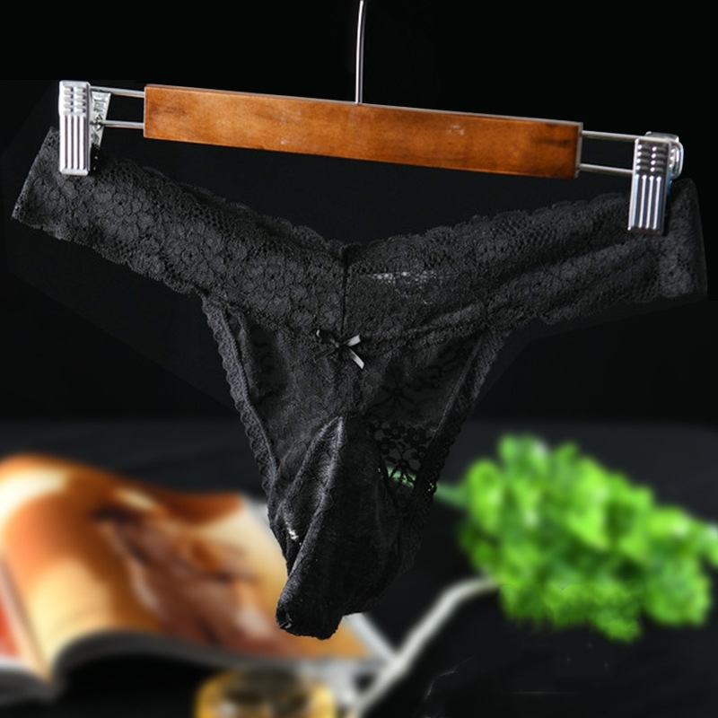 Men's Thong Sexy Low-Waisted Lace Panties Men's underwear manufacturer